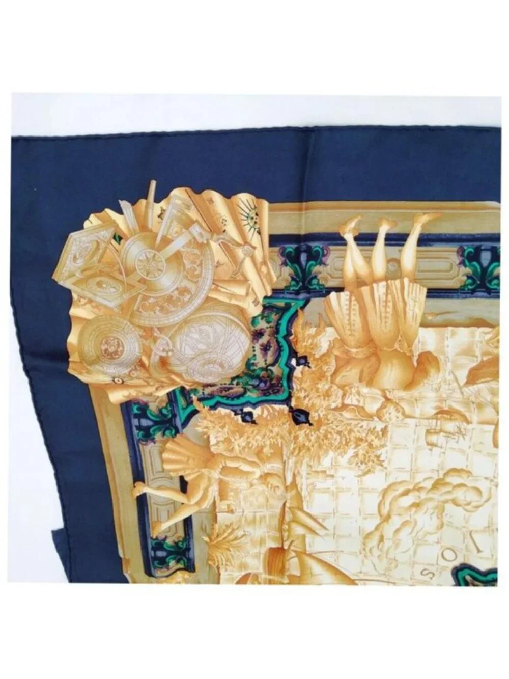 Authentic Hermès Planisphère Carré 90 Silk Scarf Black Gold France Luxury Design